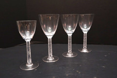 SET 4 LALIQUE Crystal Glasses PHALSBOURG ART DECO Wine Bordeaux / Sherry