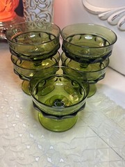 Vintage Set Of 5 Color Crown Green by COLONY Champagne/Tall Sherbet Glasses