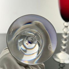 Baccarat Vega Fortissimo Crystal Wine Glass 23cm Blue Red Set of 2 Near Mint
