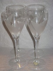 Lenox FANLIGHT Crystal Stemware 8″ Wine Glasses / Water Goblets x 4