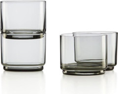 Lenox Tuscany Classics 4pc Smoke Short Stackable Juice Whiskey Glasses New