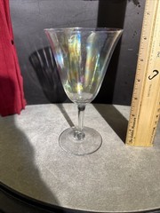 Iredescent Lustre Crystal Rainbow Seamless Tulip Shaped Wine Glass 6.25”