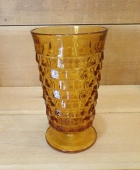 1 Indiana Glass Colony Whitehall Amber Cubist Footed 12oz Tumbler. 3½»W x 6″H