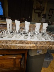 Vintage 1950s Libbey «Curio» Antique Buggy/Carriage Barware Glasses Lot Of 17.
