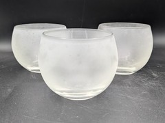 3 RARE Vintage Dorothy Thorpe Large Glasses Roly Poly Barware Frosted Fade MCM