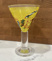 Signed Bertil Vallien KOSTA BODA (Satellite 1992) Yellow Art Glass 18 cm
