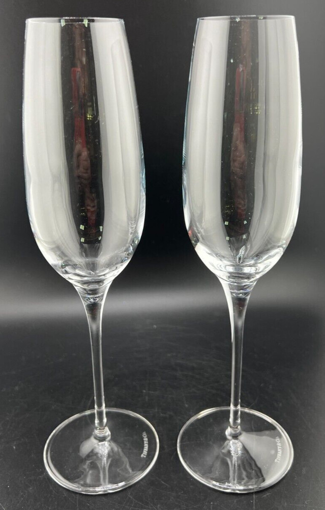 TIFFANY & CO. CRYSTAL CLASSIC U SHAPED PAIR OF CHAMPAGNE FLUTES 2 PAIR AVAILABLE