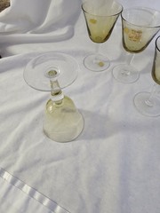 4 Vtg Cocktail Glasses Yellow With Clear Stem Made In Italy 5″