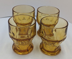 4 VTG MCM Continental Can Co. Amber Gold Honeycomb Juice Tumblers Hazel Atlas