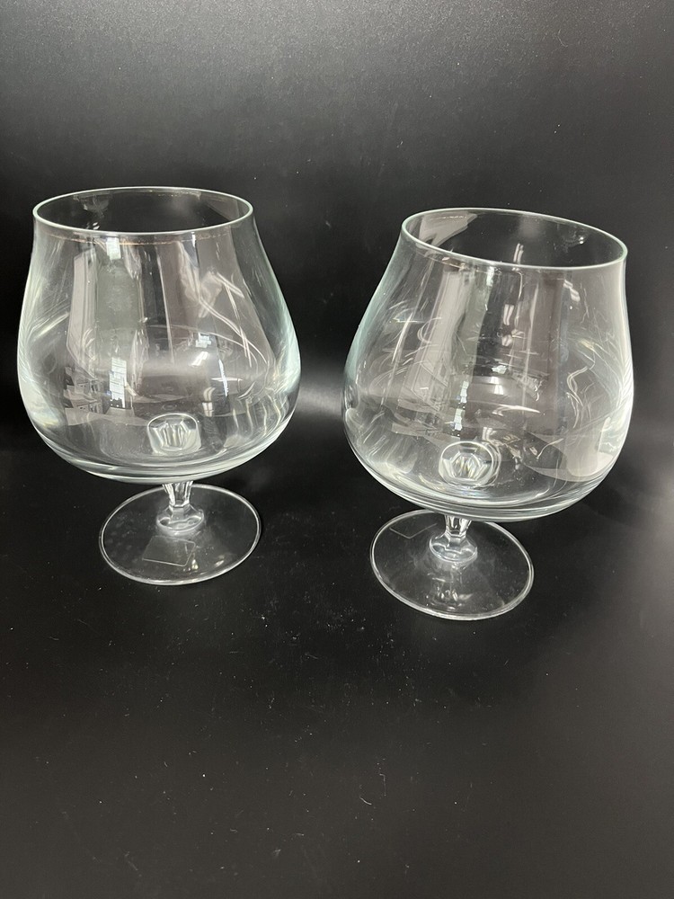 2 Wheaton TS 101 Full Lead Crystal Brandy Glasses Snifters Mikasa? 6” Tall Heavy
