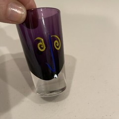Fineline Studios Art Glass Kerry Feldman 1993 Signed Shot Glass Purple Picasso