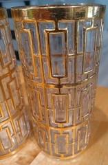 Imperial Shoji 22KGold Trellis HiBall Glasses, 5.75″ Set Of 2 15 Oz 1965-1979