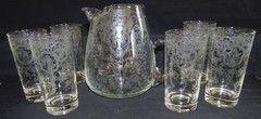 Glastonbury Lotus USA Bridal Bouquet Pitcher & 6 Tumblers