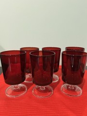 9 Vintage Luminarc France 240 ml 8 Oz 5” Tall Red/Ruby Wine Glasses Footed