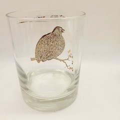 READ 2 WORN GEORGES BRIARD QUAIL PARTRIDGE SET OF LOW BALL GLASSES SIGNED MCM