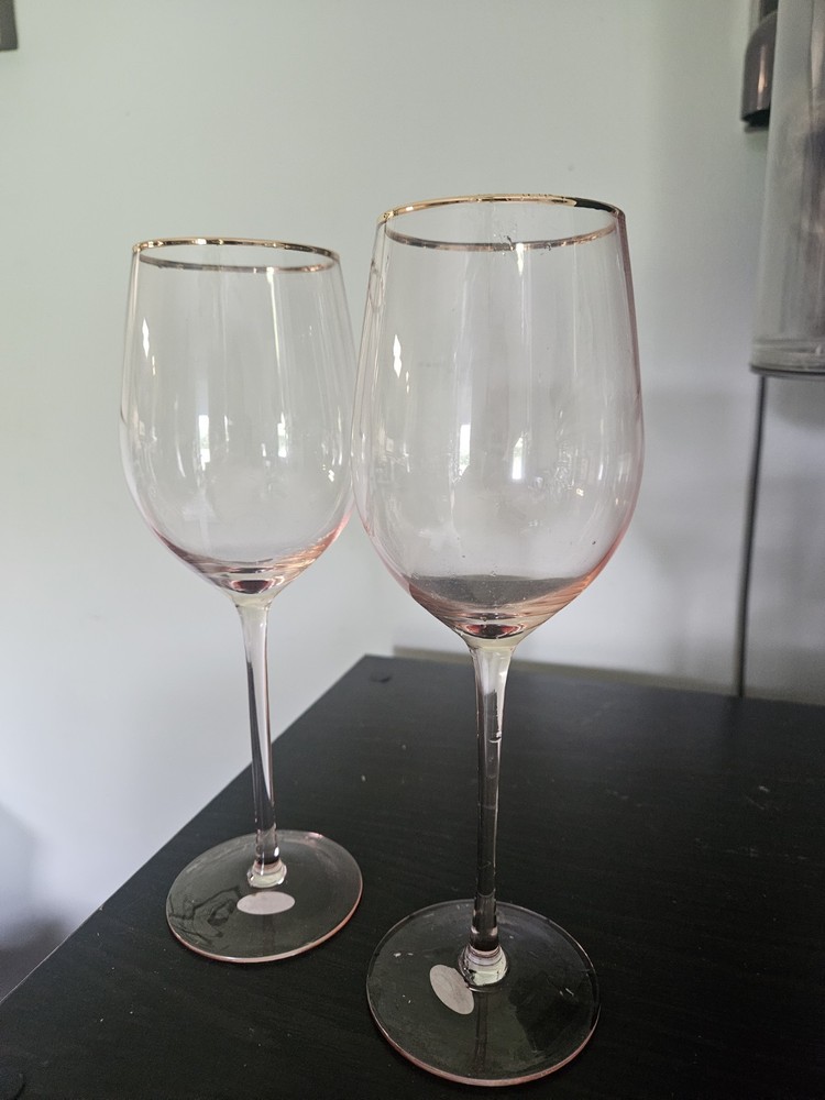 Pink blush Wine Glasses With Gold Rim