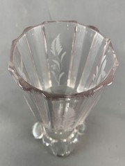 Antique Adams & Co. (1882) Clear Ribbon (Pink-Tinged) Footed Etched Goblet