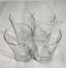 4 Vintage Anchor Hocking Essex Clear 10 Panel Footed Orange Juice Glasses 7oz