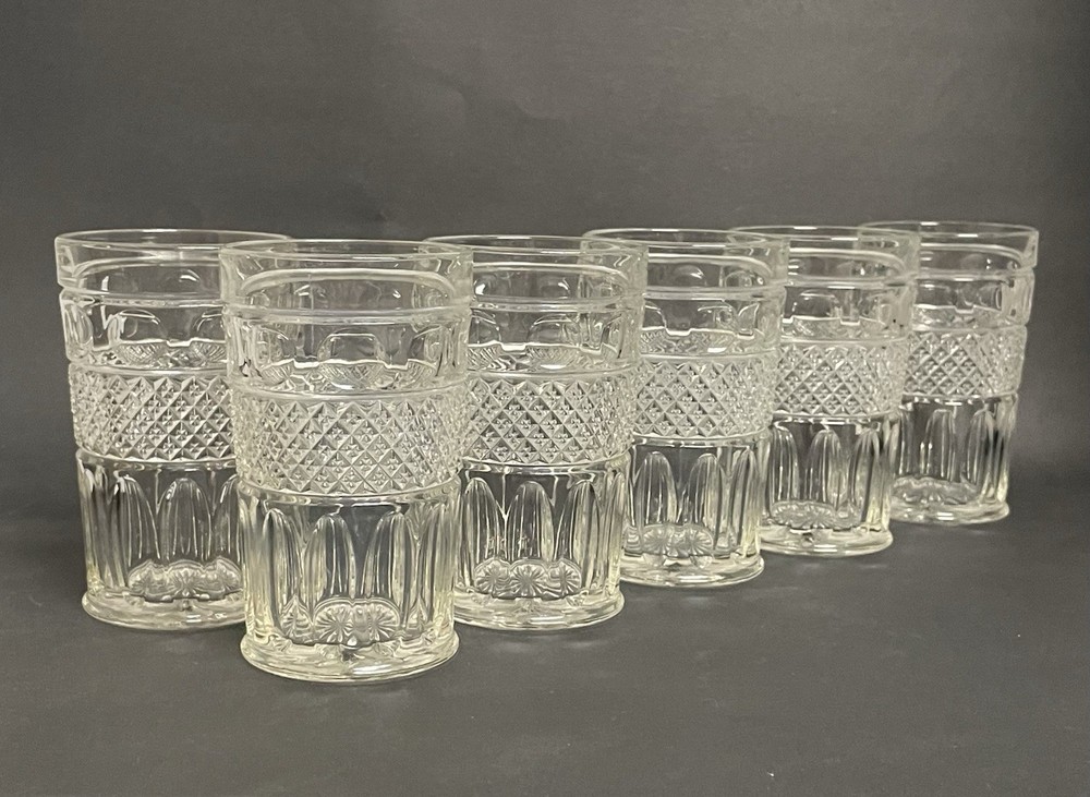 6 ct Vintage Imperial Glass Ohio Tradition Clear Flat Tumblers 5” Glasses 11 oz