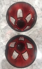 Pair Of VTG Cristal d’ Arques Ruby Red Cut to Clear Gothic Wine Water Glasses