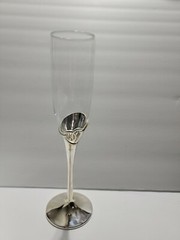 Lenox Forever More Pair Champagne Flutes Wedding Silverplated Stem Raised Heart