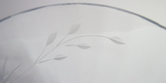 Weston WGL2 Gray Cut Floral Clear Bowl Cobalt Blue Foot Iced Tea Glass Chp