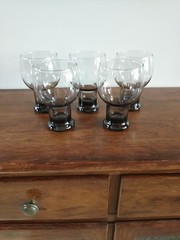 Vintage Drinking Glasses Set Of 5 Tinted 5 1/2 Inches Tall 3 Inched Round Top