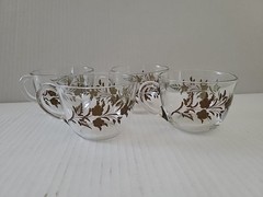 Set Of 4 Bohemian Glass Gilded Gold Teacups