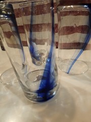 Set of 4 Libbey Blue Ribbon Impressions-On the Rocks Drinking Glasses 16oz EUC