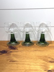 Set 3 Cristal d’Arques Durand Green Beehive Roemer Wine Glass / Goblet MCM