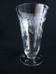 Standard Glass (USA) Clear Panel Optic Grey Wheel Cut 136 Footed Tumbler 12oz