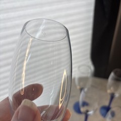 Set Of 6 9-1/8″ Tall Wine/Champagne Glasses Colbalt Stems A Few Poks During Pro.