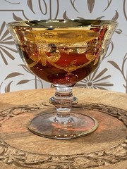 Ruby and Gold Cristallerie Italiane Goblet/Sherbet Compote Serving Dessert Dish