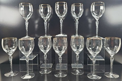 (12) Lenox Monroe Gold Trim Water Goblets Set Crystal Clear Elegant Stemware Lot