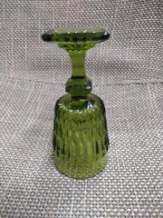 2 Vintage Mount Vernon Indiana Glass Avacado Green Water Goblets SQUARE BASE