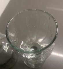 2 Hand Blown Made In India Tulip Water/Wine goble Textured 6 1/2”