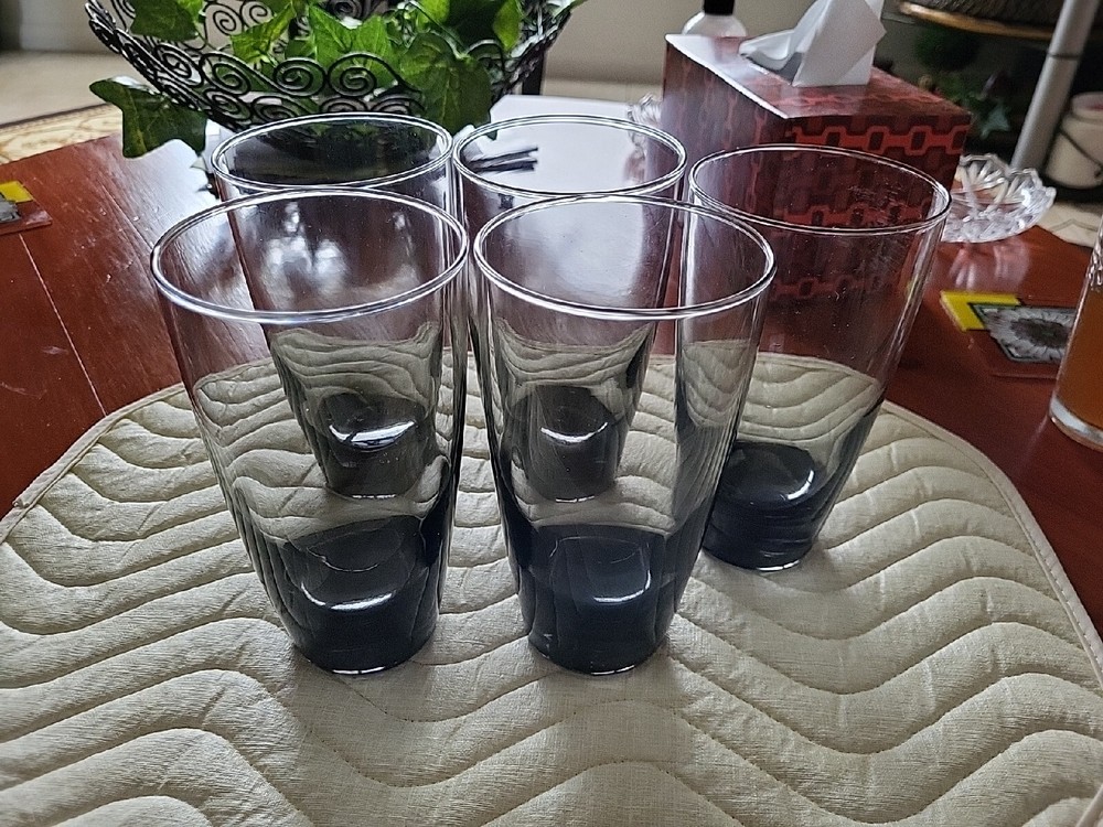 Set of 5 Vintage Mid Century Modern Classic Set of 5 Gray Glasses 6″