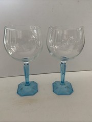 2 X Hexagon Base Bombay Sapphire Large Balloon Gin Glasses 7.75”x3.25” NIB