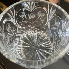 Lead Crystal Cut Glass Cookie Cracker Biscuit Candy Jar Hearts Tulips Vintage