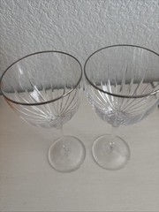 Miller Rogaska 2 Soho Platinum Trim Wine Goblets VGUC