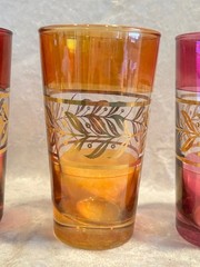 Vintage MCM Colorful Glasses with Gold Design, Choose From Red, Yellow, & Pink