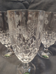 4 Godinger Shannon Stephanie Crystal Ice Tea Glasses Etched Wheat Flower 14oz