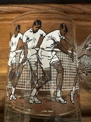 VTG MCM Cera The Forehand Tennis Double Old Fashioned Rocks Glasses Set of 2 EUC