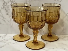 VTG Lot of 3 Red Cliff Fenton Amber Glass Goblets Sydenham