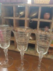 Vintage Tall Libby Rock Crystal Wine Footed Stems Glasses Glass Set Elegant…