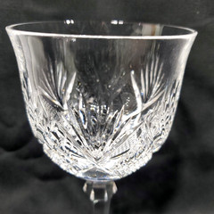 Set of 4, Josair Marquise Cut Crystal Wine / Water Goblet Stems 5 3/4″ Stemware