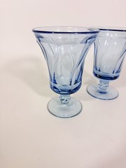 Ice Tea Goblets Set 2 Fostoria Jamestown Light Iced Blue Swirl Vintage Glassware