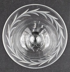 Set Of 4 Vintage Monongahela Etched Gray Cut Laurel Champagne Glasses