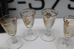 Cordial Glass Golden Foliage Glass Libbey Glass Company Set-6 w/box Vintage #1