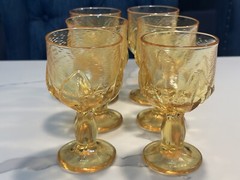 Set Of 6 Cornsilk Yellow Tiffin Franciscan Cabaret Wine Goblets 6″ Tall Heavy